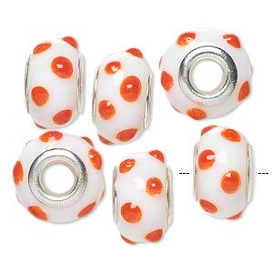 Pandora/Troll Compatible Orange Polka-dot Bead